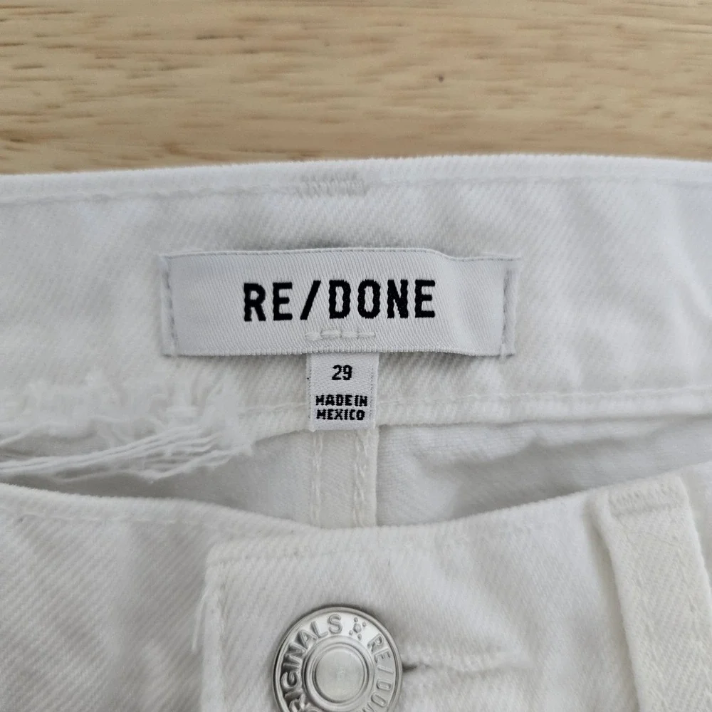 RE/DONE Jeans Womens 29 White‎ Distressed Straight Leg High Rise Denim Pants